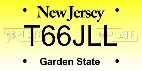 T66JLL New Jersey License Plate