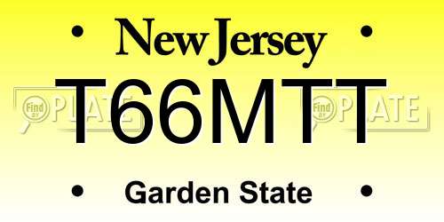 T66MTT New Jersey License Plate