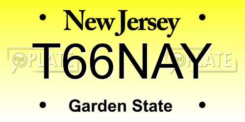 T66NAY New Jersey License Plate