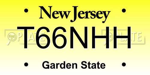 T66NHH New Jersey License Plate