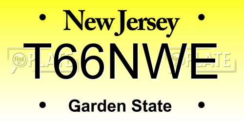 T66NWE New Jersey License Plate