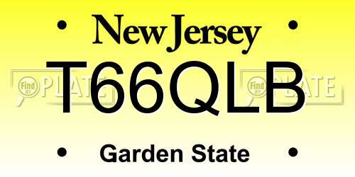 T66QLB New Jersey License Plate