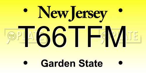 T66TFM New Jersey License Plate
