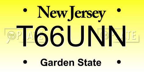 T66UNN New Jersey License Plate