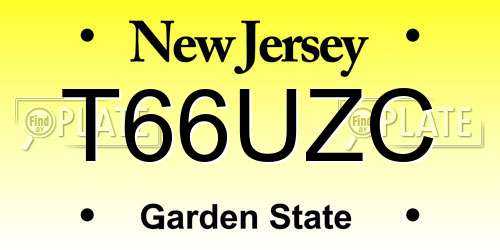 T66UZC New Jersey License Plate