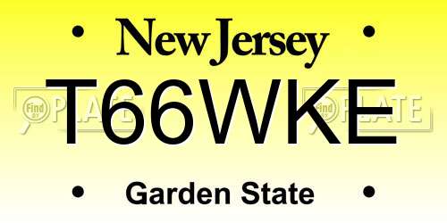 T66WKE New Jersey License Plate