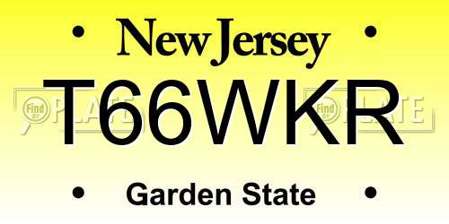T66WKR New Jersey License Plate