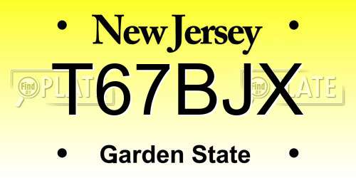 T67BJX New Jersey License Plate