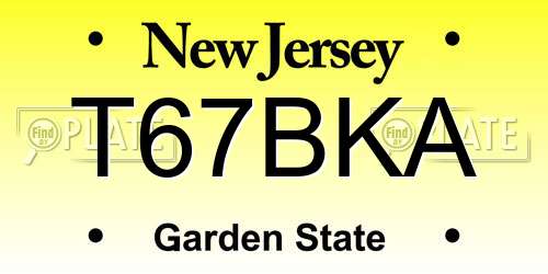 T67BKA New Jersey License Plate