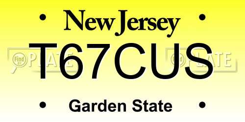 T67CUS New Jersey License Plate