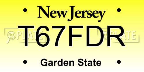 T67FDR New Jersey License Plate