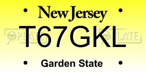 T67GKL New Jersey License Plate