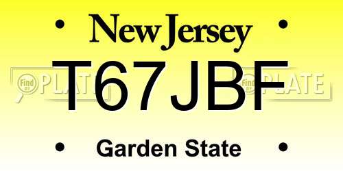 T67JBF New Jersey License Plate