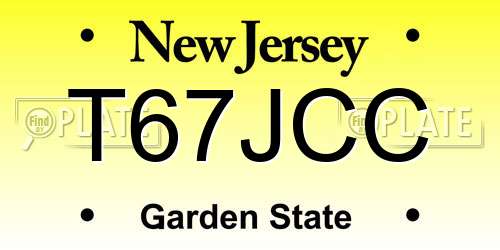T67JCC New Jersey License Plate