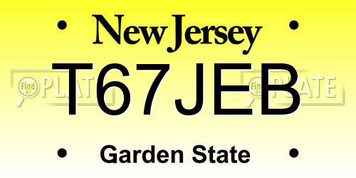 T67JEB New Jersey License Plate