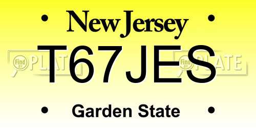 T67JES New Jersey License Plate