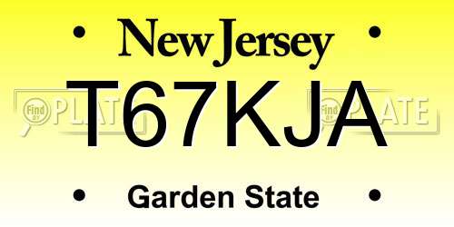 T67KJA New Jersey License Plate