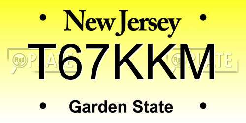 T67KKM New Jersey License Plate