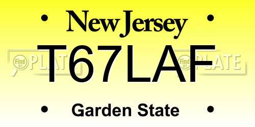 T67LAF New Jersey License Plate