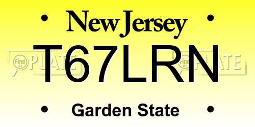 T67LRN New Jersey License Plate
