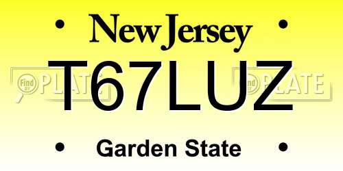 T67LUZ New Jersey License Plate