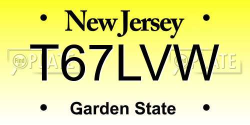 T67LVW New Jersey License Plate