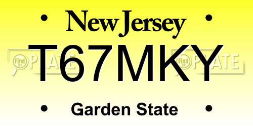 T67MKY New Jersey License Plate