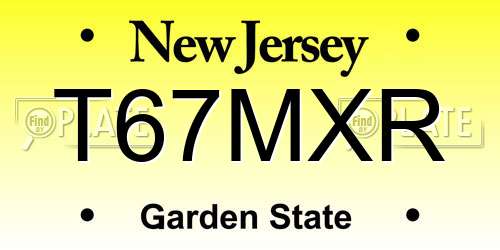 T67MXR New Jersey License Plate