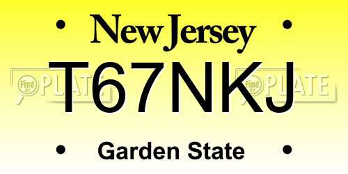 T67NKJ New Jersey License Plate