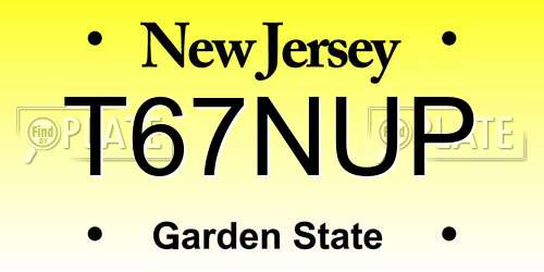 T67NUP New Jersey License Plate