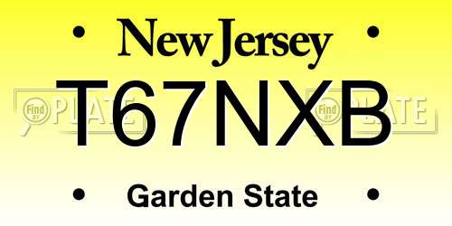 T67NXB New Jersey License Plate
