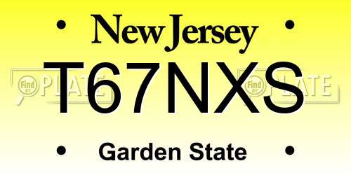T67NXS New Jersey License Plate