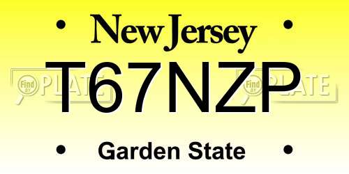 T67NZP New Jersey License Plate