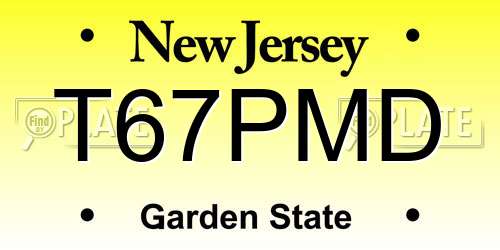 T67PMD New Jersey License Plate