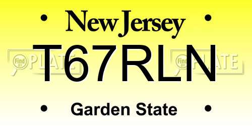 T67RLN New Jersey License Plate