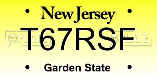 T67RSF New Jersey License Plate