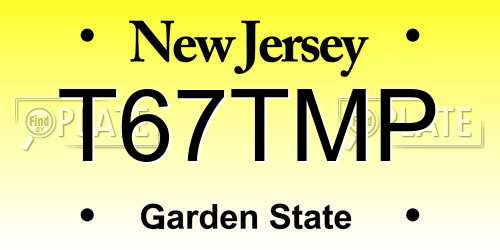 T67TMP New Jersey License Plate
