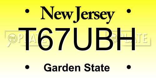 T67UBH New Jersey License Plate