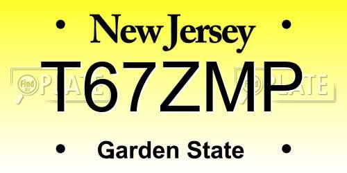 T67ZMP New Jersey License Plate