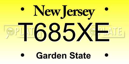 T685XE New Jersey License Plate