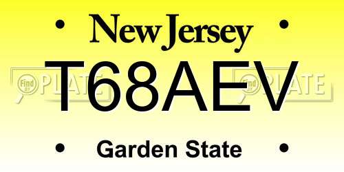 T68AEV New Jersey License Plate