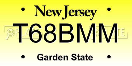 T68BMM New Jersey License Plate