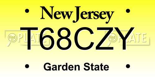 T68CZY New Jersey License Plate
