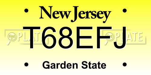 T68EFJ New Jersey License Plate