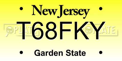 T68FKY New Jersey License Plate