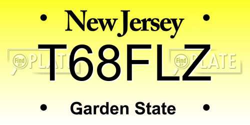 T68FLZ New Jersey License Plate