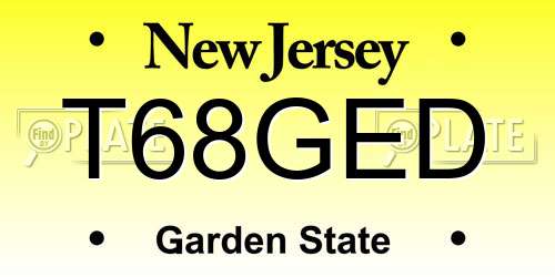 T68GED New Jersey License Plate