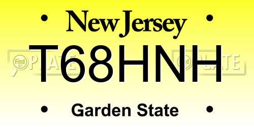 T68HNH New Jersey License Plate