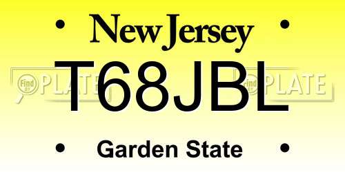 T68JBL New Jersey License Plate