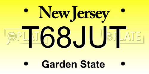 T68JUT New Jersey License Plate